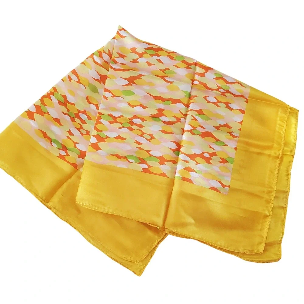 Vintage Glentex‎ Vera Neumann Scarf Womens Yellow Abstract Vinal Silk Made Japan